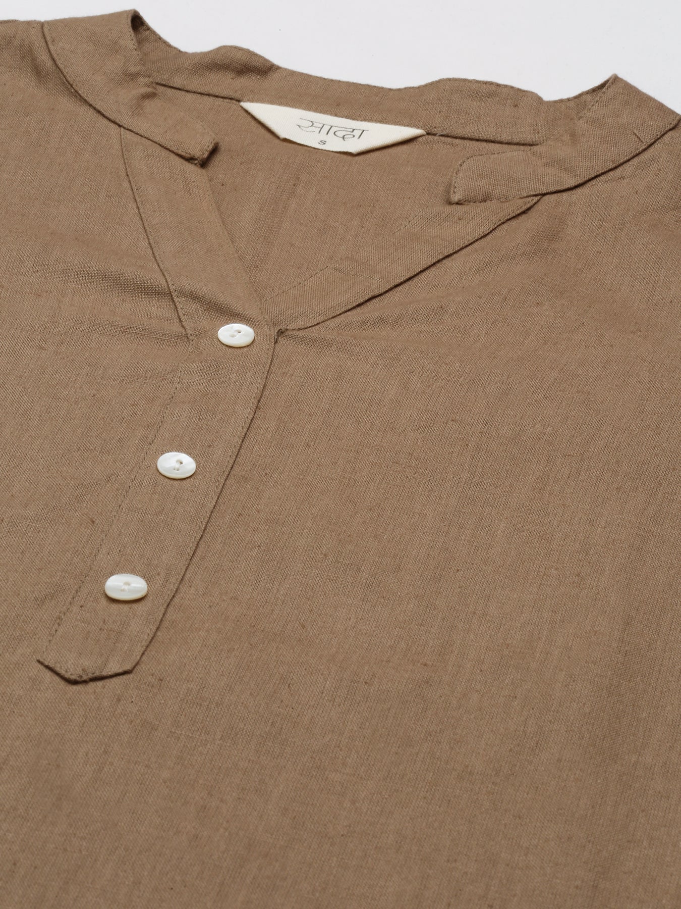 Coffee Brown Airy Linen Short Kurta