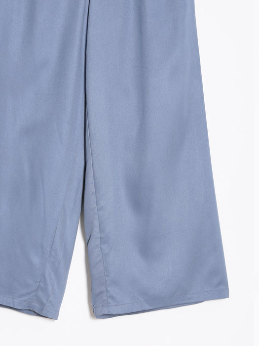Women Plus Size English Blue Viscose Palazzo Pant