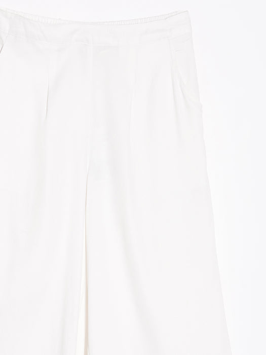Women Plus Size White Viscose Palazzo Pant