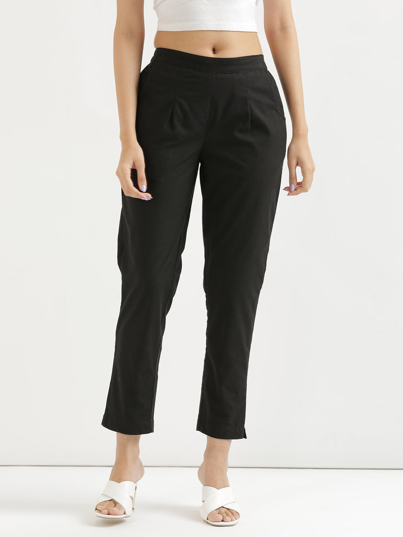 Buy Women Black Regular Fit Solid Casual Trousers Online  734824  Allen  Solly