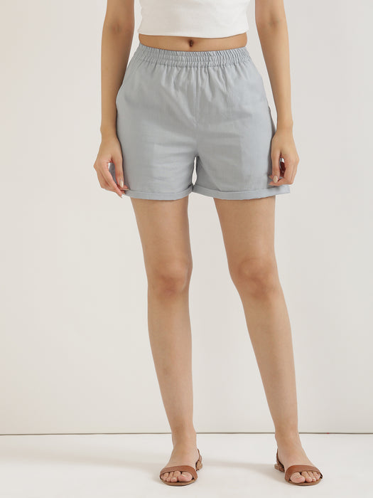 Sky Blue Airy-Linen Shorts