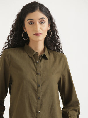 Olive Green Airy-Linen Shirt