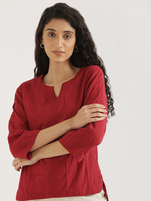 Women Raspberry Everyday Cotton Top