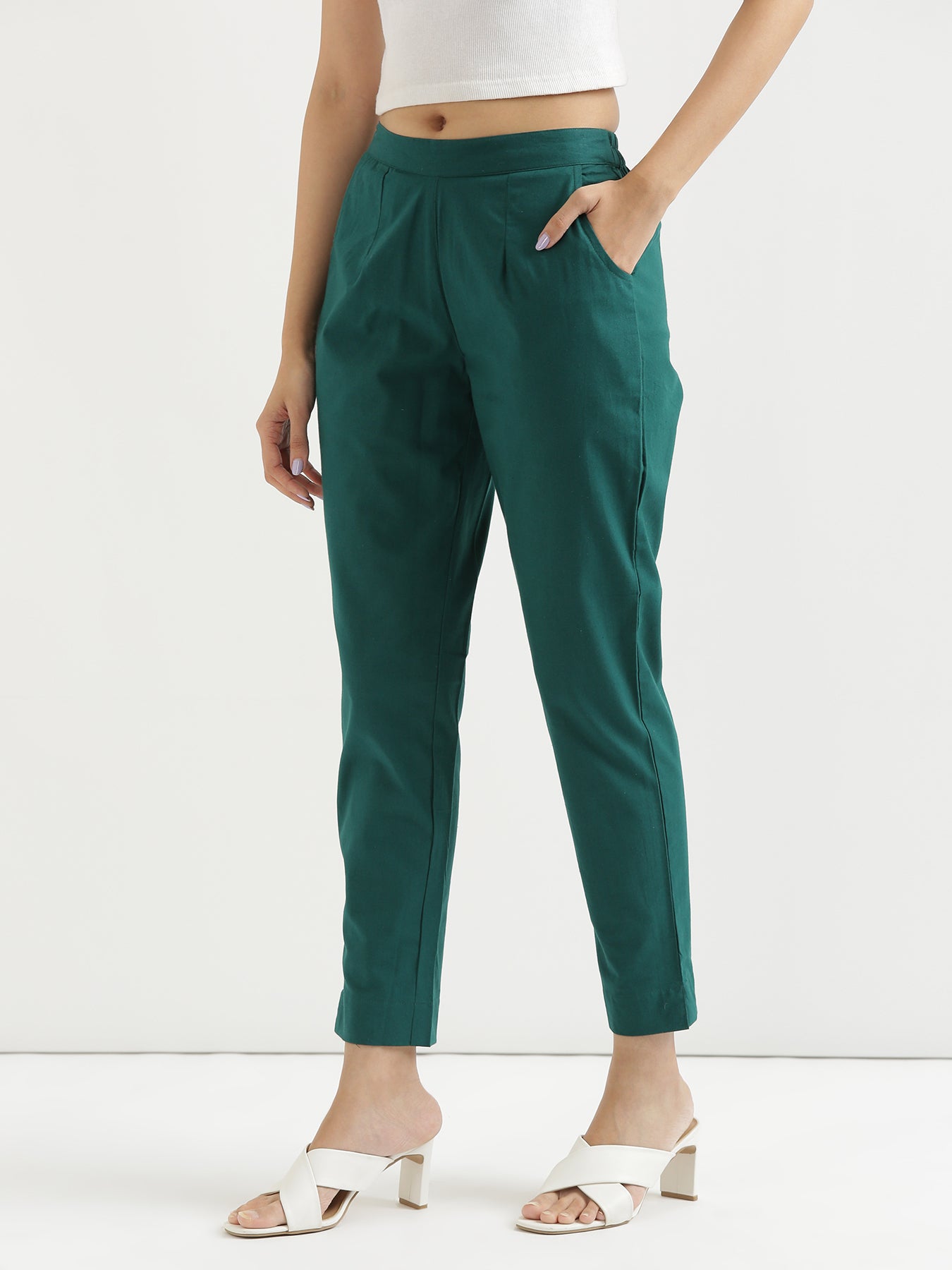 Pima French Terry Trousers for Women Military Green