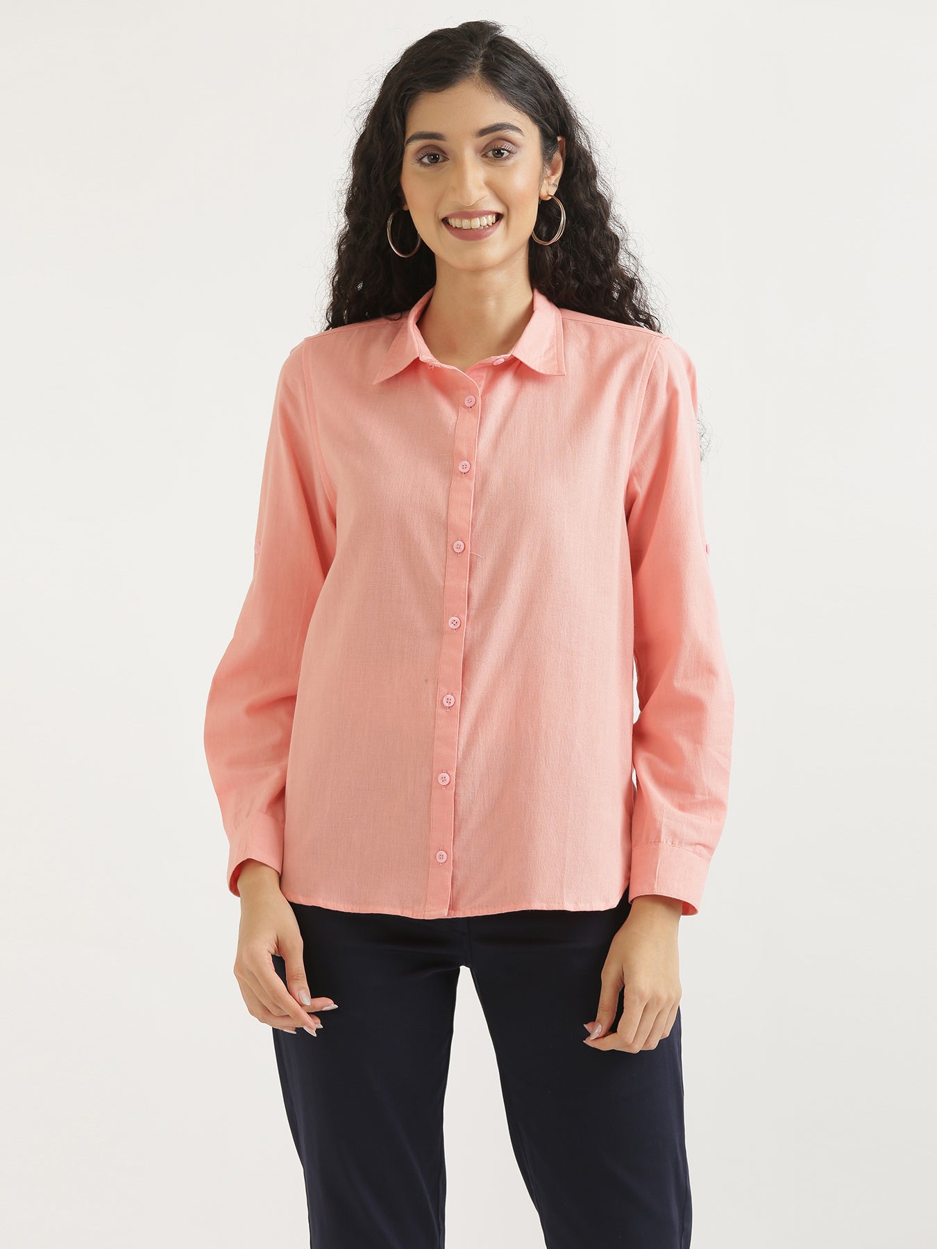 Peach Airy-Linen Shirt