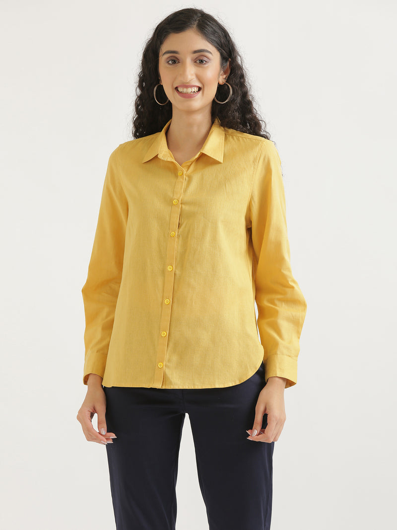 Yellow Airy-Linen Shirt – सादा / SAADAA