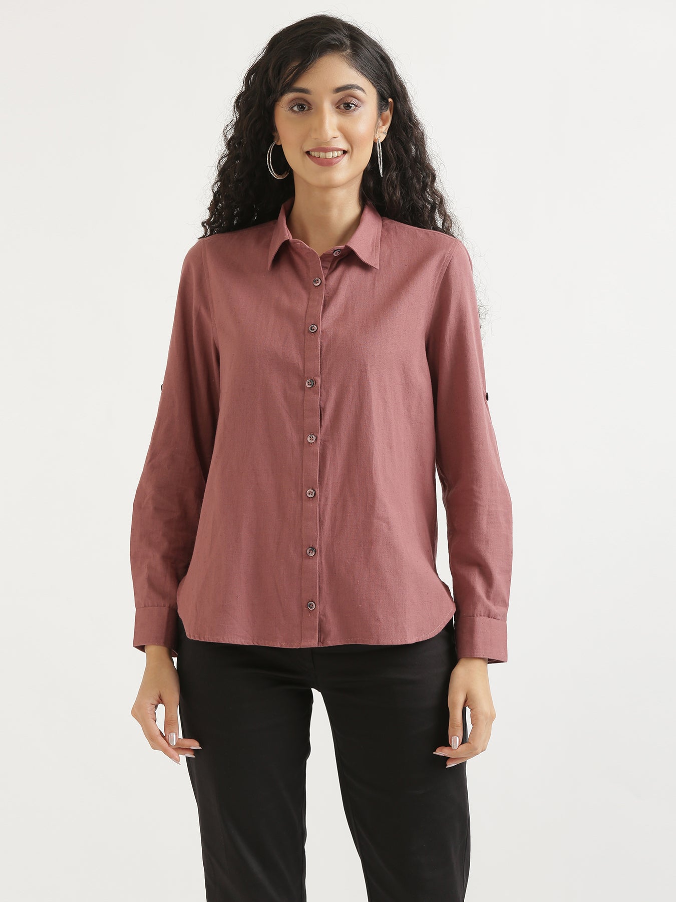 Rose Taupe Airy-Linen Shirt