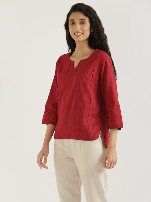 Women Raspberry Everyday Cotton Top