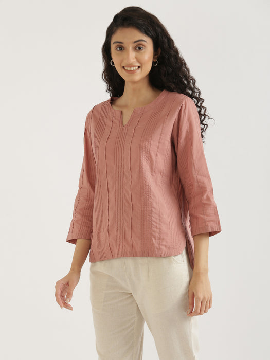 Rose Taupe Everyday Cotton Top with Grey Cotton Pant