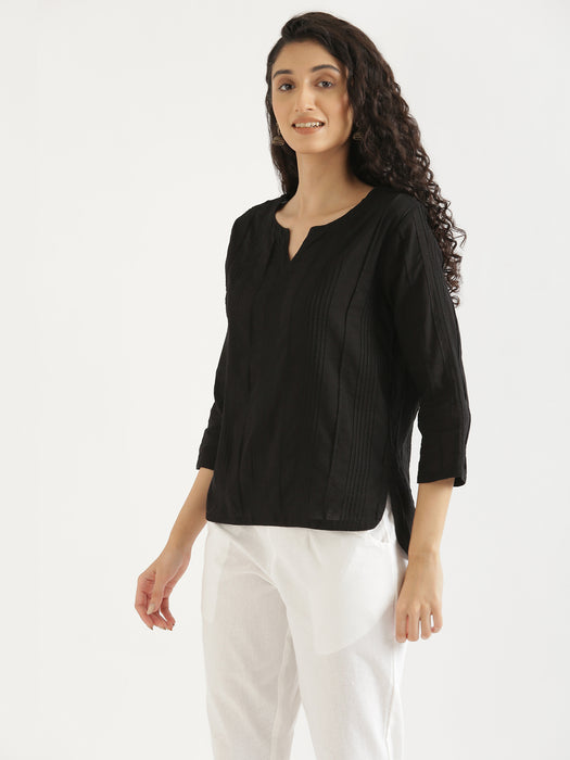 Women Black Everyday Cotton Top
