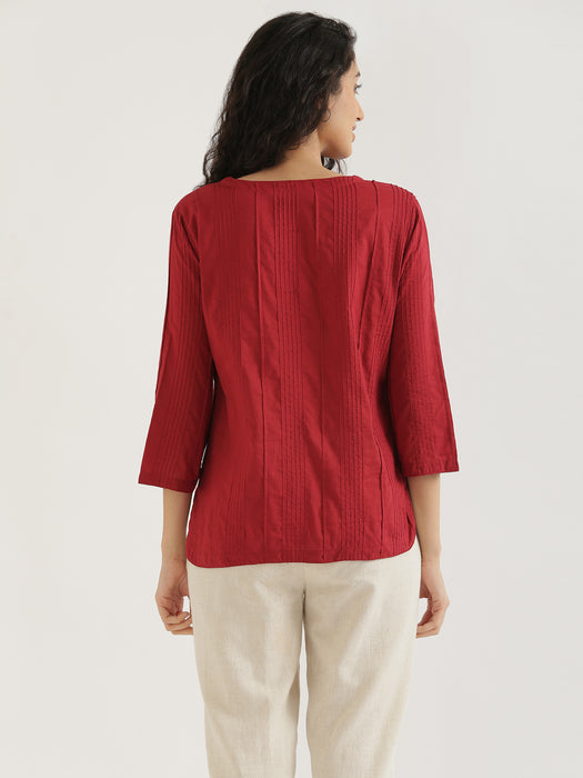 Women Raspberry Everyday Cotton Top