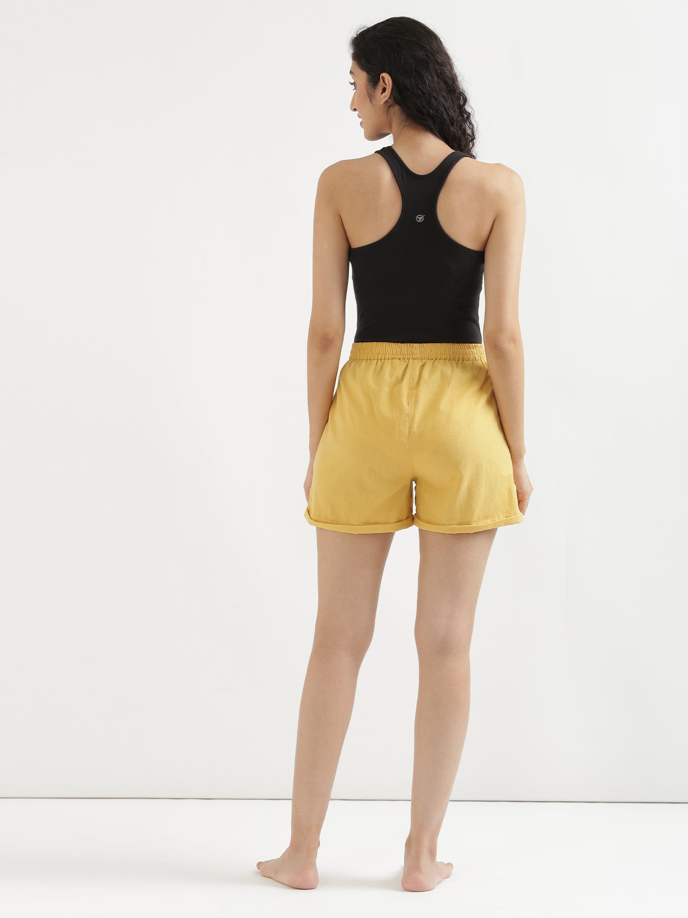 Yellow Airy-Linen Shorts