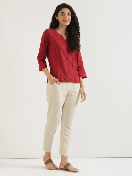 Women Raspberry Everyday Cotton Top