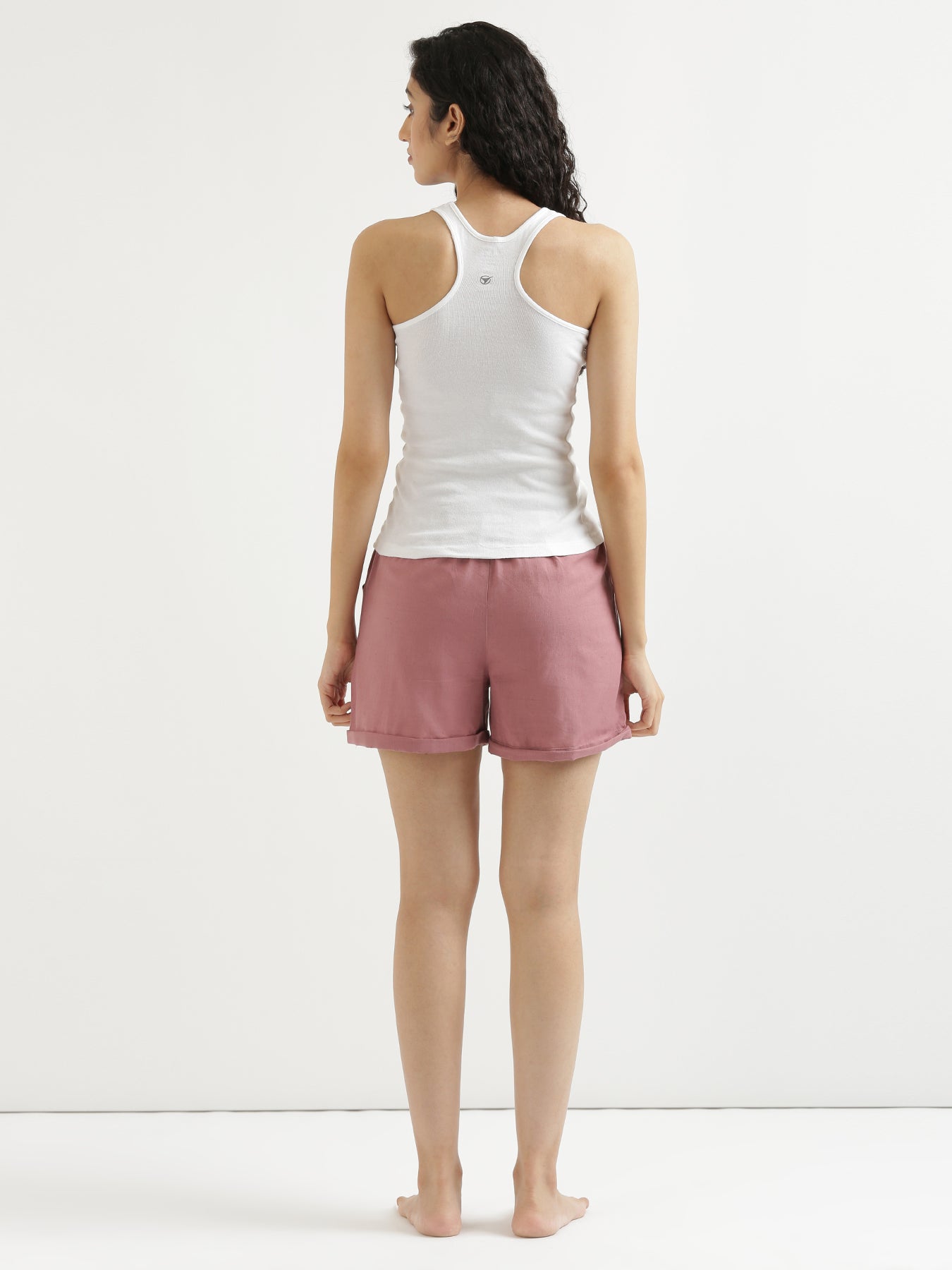 Rose Taupe Airy-Linen Shorts