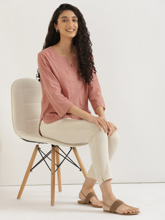 Women Rose Taupe Everyday Cotton Top