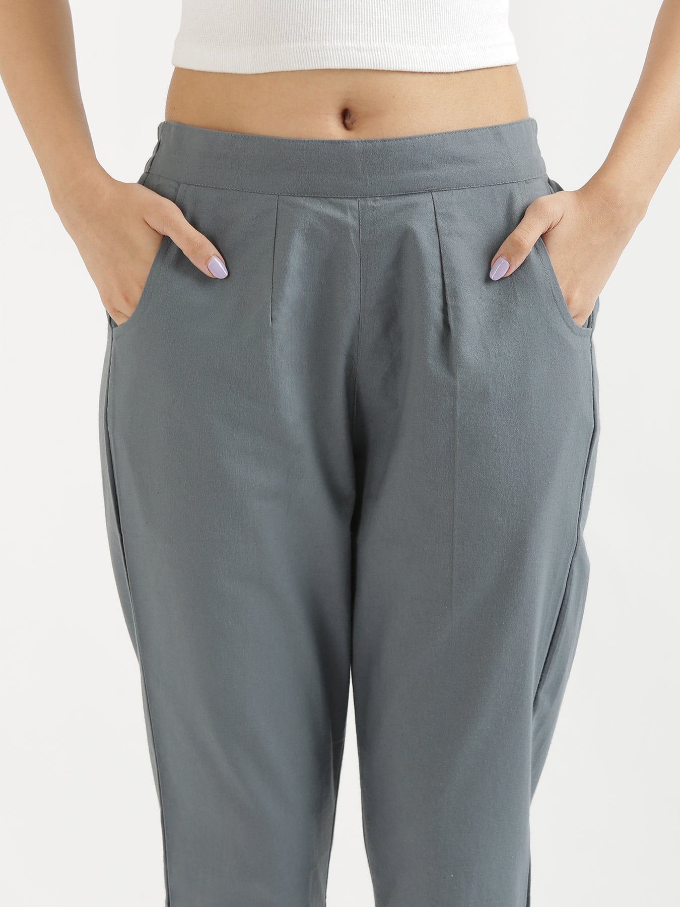 Coffee Brown Cotton Trouser For Women | Regular Fit | सादा /SAADAA
