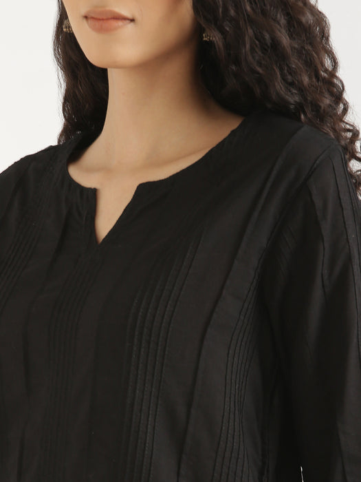 Women Black Everyday Cotton Top