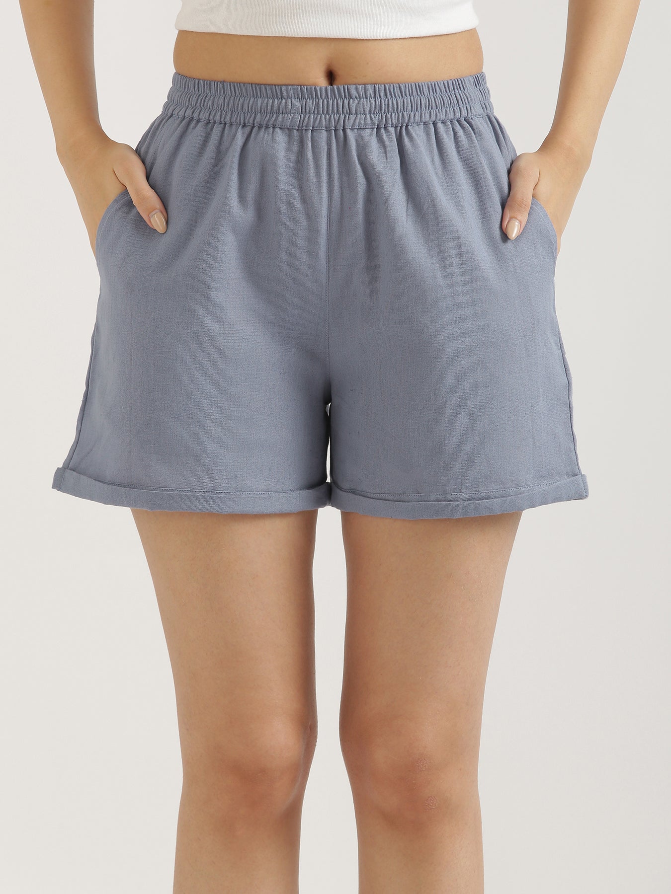 English Blue Airy-Linen Shorts