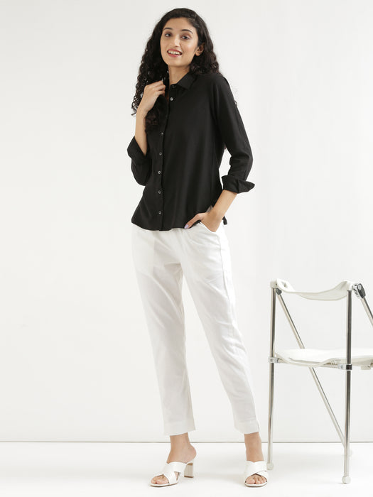 Women Plus Size White Cotton Pant