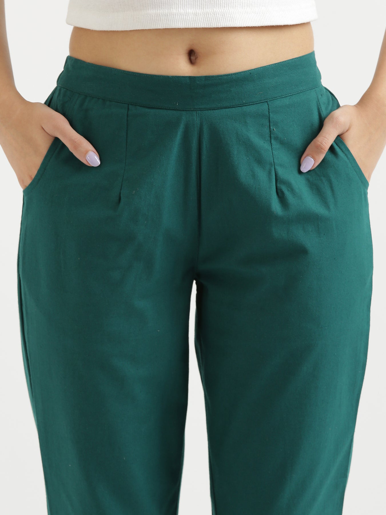 Stretch cotton trousers in Green: Luxury Italian Trousers | Boglioli®