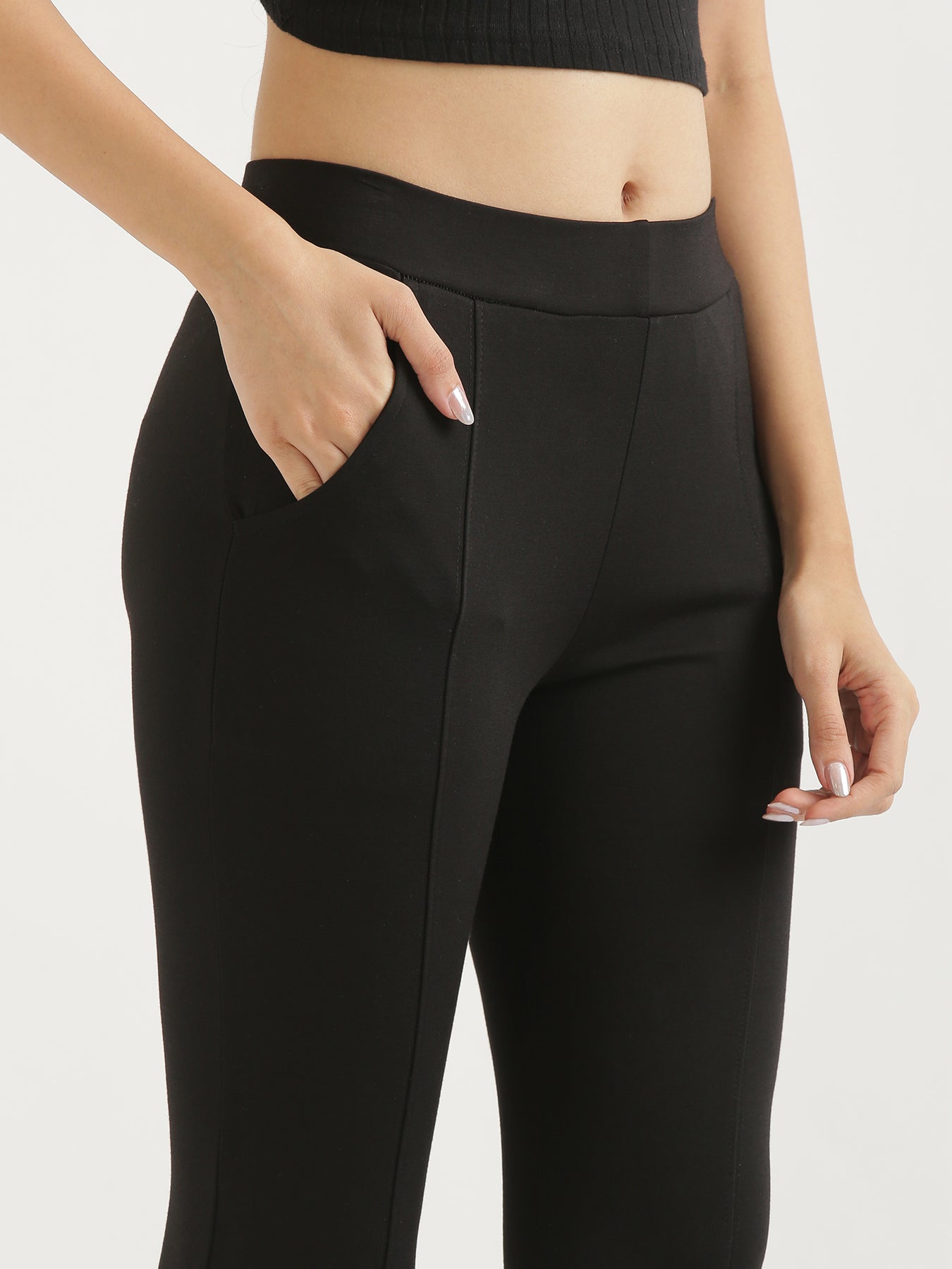 Buy Women's Ebony Black Stretch Pants Online In India