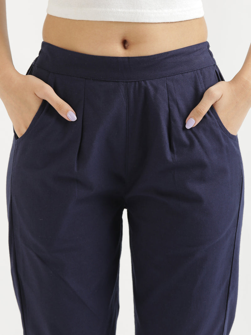 Ladies Polycotton Click Work Trousers in Navy Blue