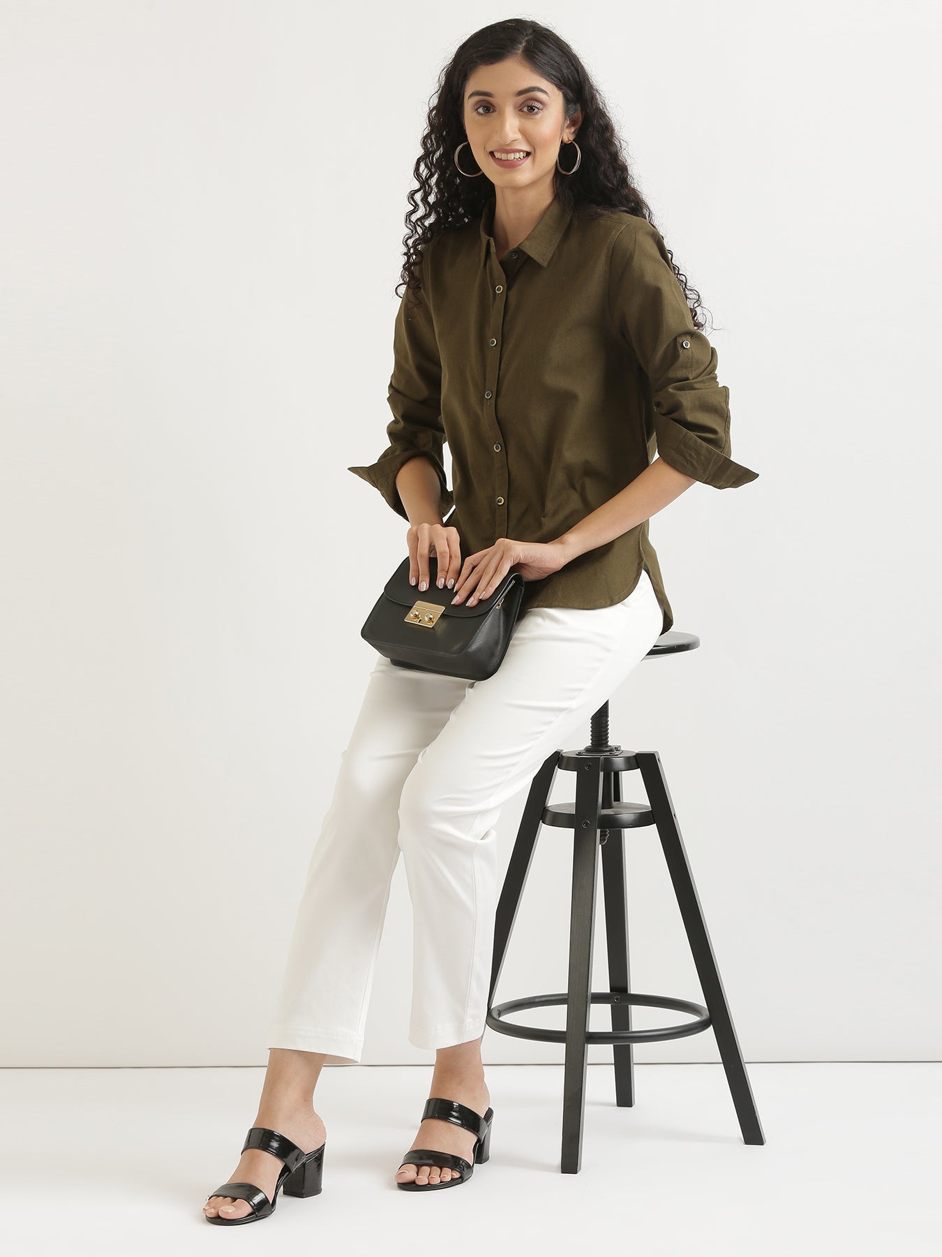 Olive Green Airy-Linen Shirt