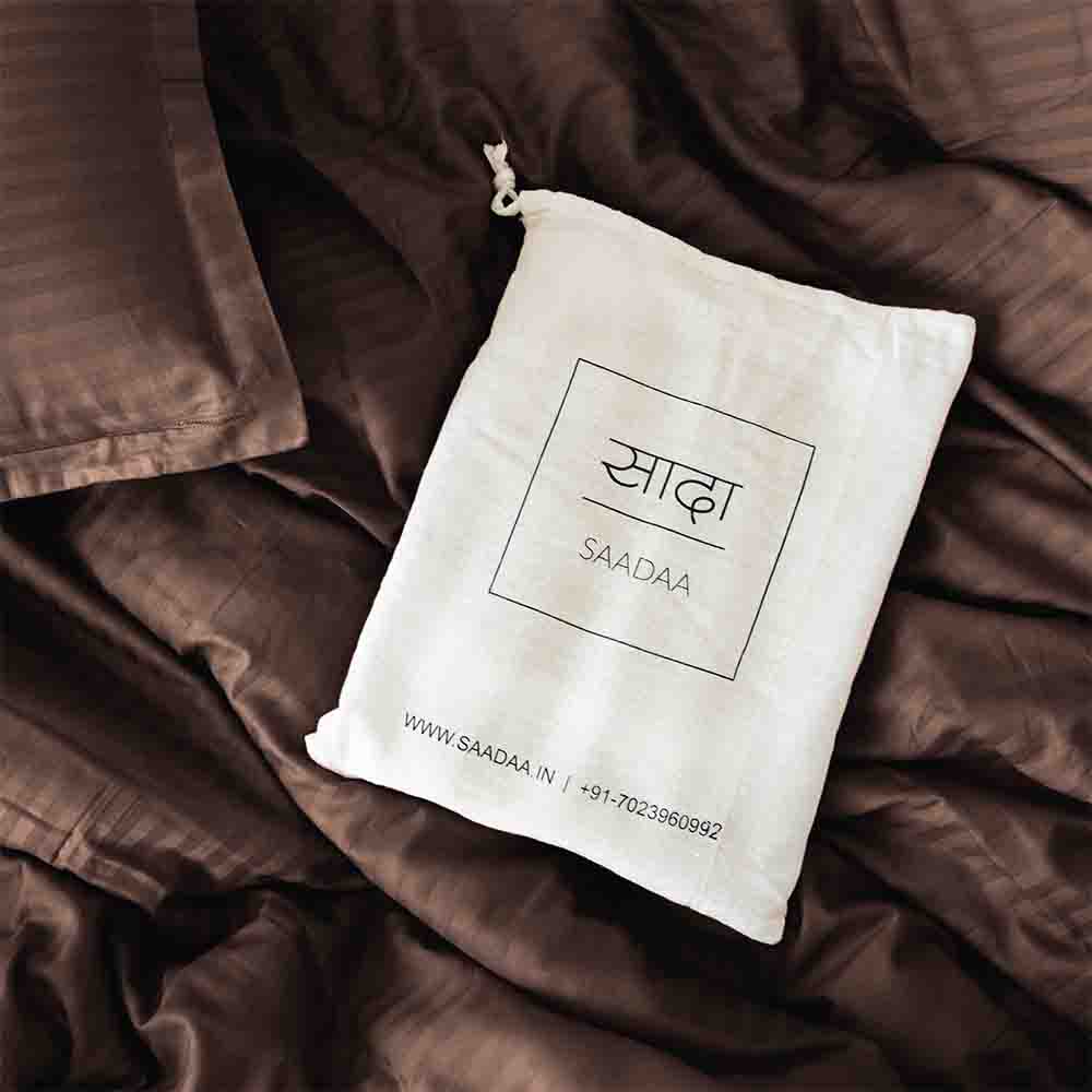 Cotton Striped 300 TC Bedsheet - Choco Brown