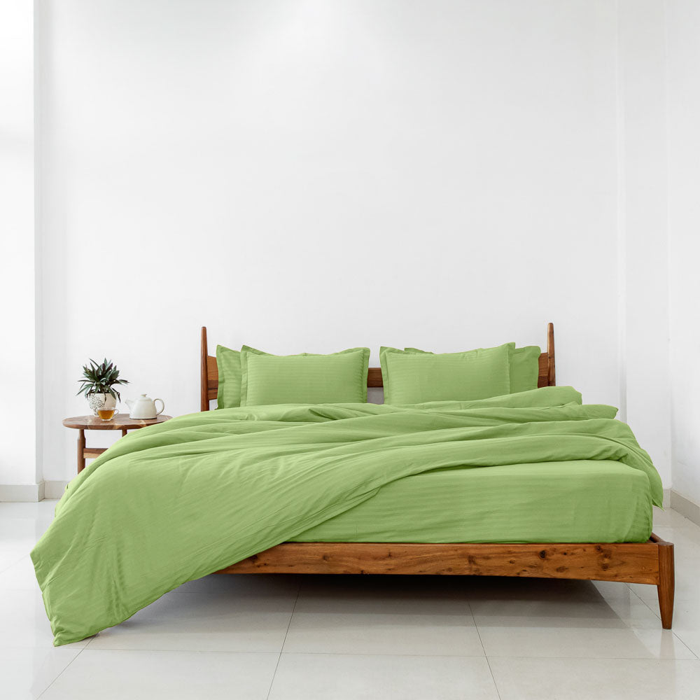 Cotton Striped 300 TC Bedsheet - Pastel Green