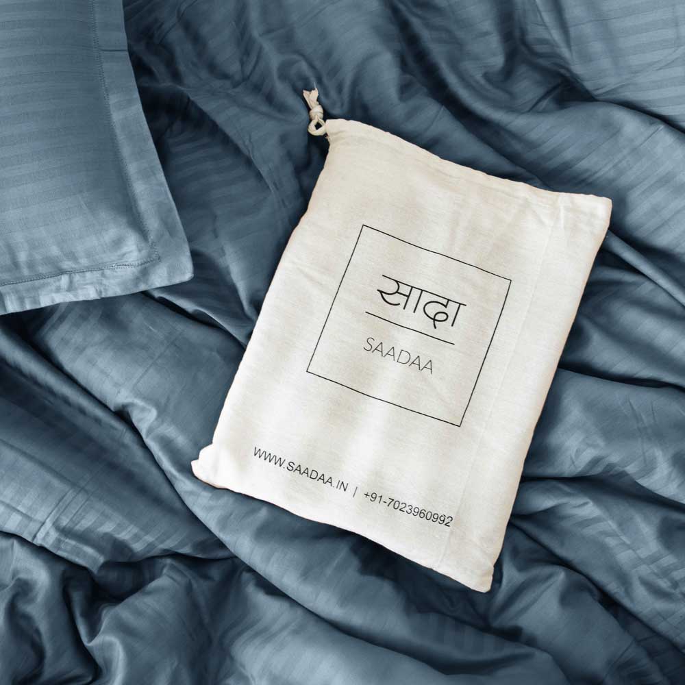 Cotton Striped 300 TC Bedsheet - Slate Grey